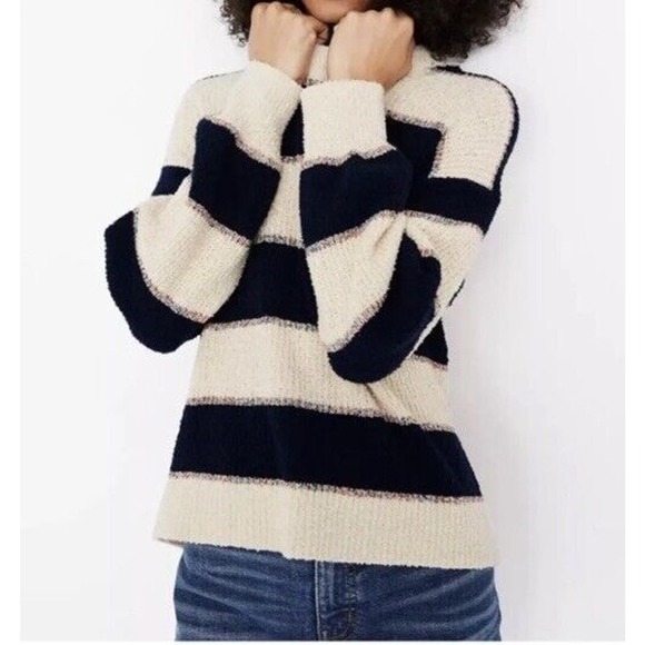 Madewell Sweaters - Madewell | Lakeville Stripe Pullover Slouchy Sweater Size Small Blue Cream